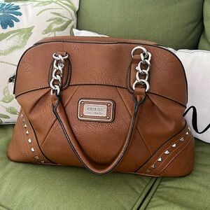 Guess brown/cognac purse with silver hardware- like new!!!